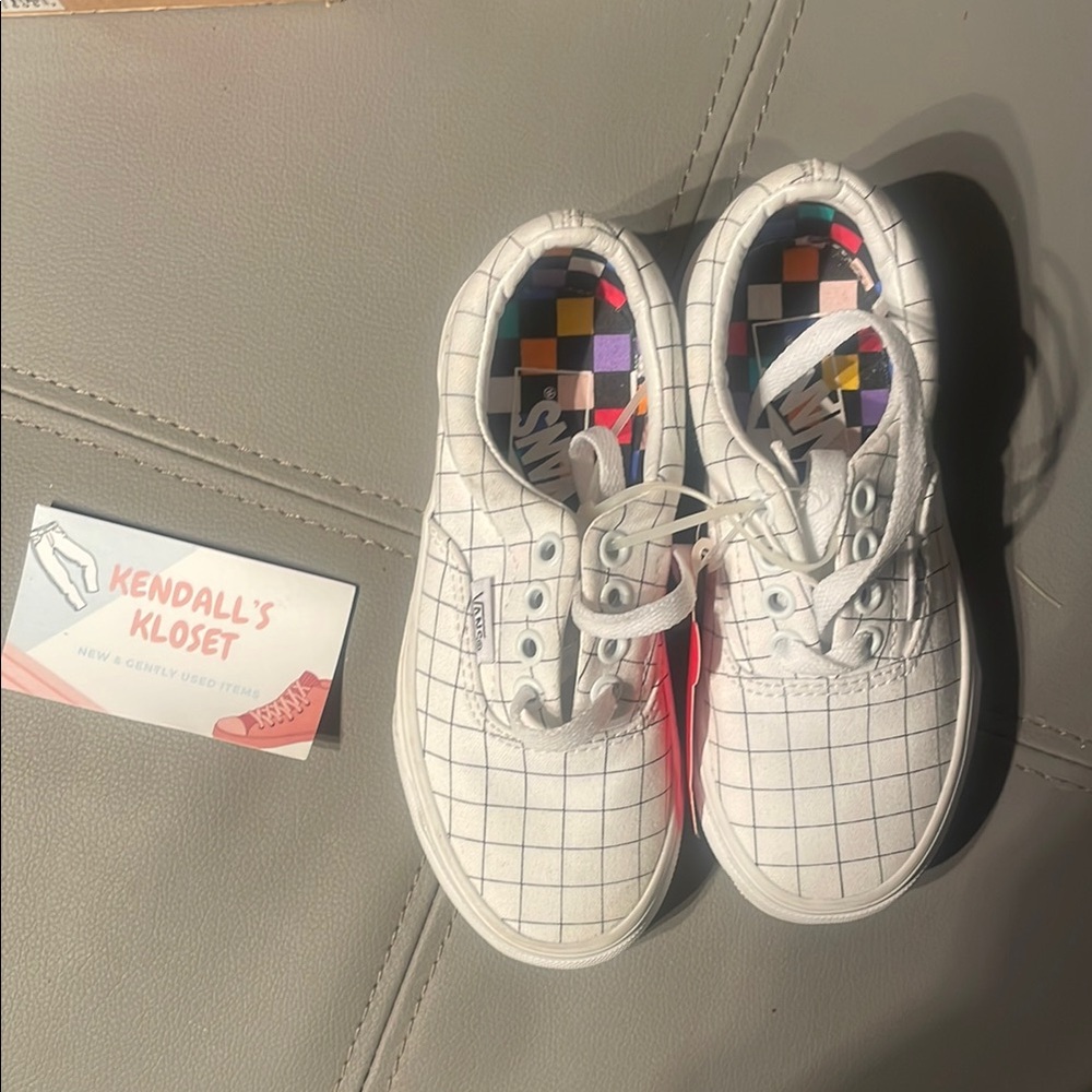 Kids White Checkered Shoes